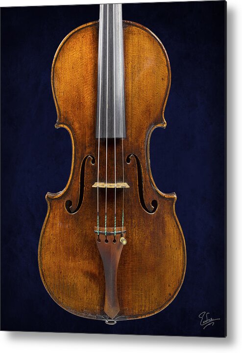Stradivarius Violin Metal Print featuring the photograph Stradivarius Violin Front Closeup by Endre Balogh