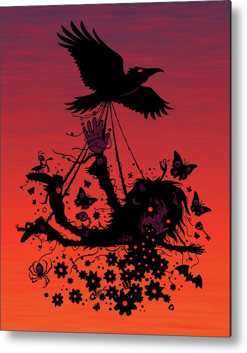 Bird Metal Print featuring the digital art Strange Trip Through The Sky by John Schwegel