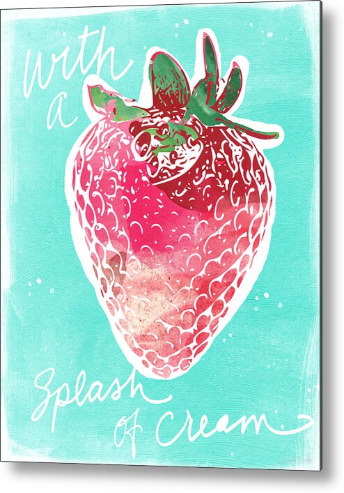 Strawberries And Cream Metal Print featuring the painting Strawberries and Cream by Linda Woods