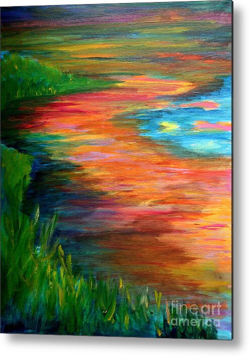 Landscape Metal Print featuring the painting Stream of Color by Julie Lueders 