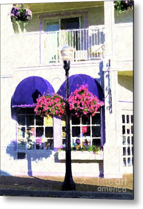 Streetscape Metal Print featuring the painting Streetside Balcony by Desiree Paquette