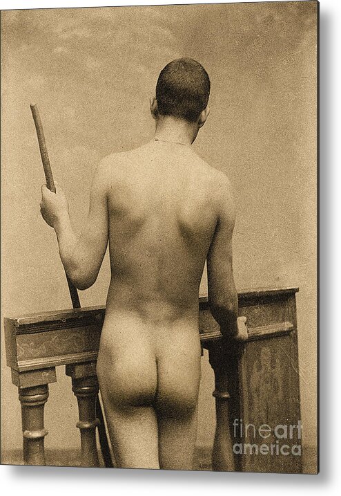 Gloeden Metal Print featuring the photograph Study of a male nude, Sicily by Wilhelm von Gloeden