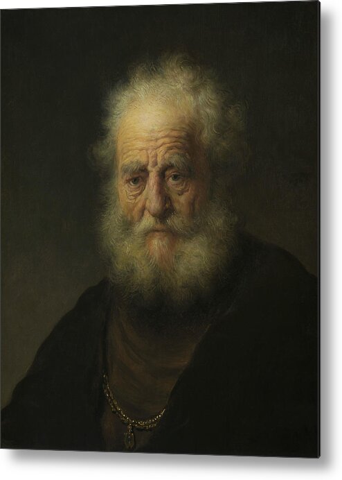 Dutch Painters Metal Print featuring the painting Study of an Old Man with a Gold Chain by Rembrandt