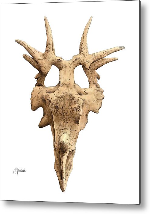 Styracosaur Metal Print featuring the digital art Styracosaur Skull by Rick Adleman