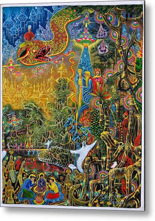 Pablo Amaringo Metal Print featuring the painting Sumac Icaro by Pablo Amaringo