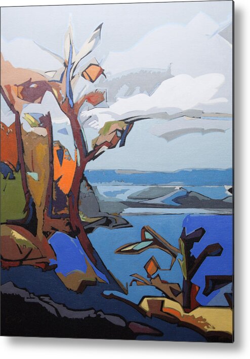 Abstract Landscape Oil Color Painting Metal Print featuring the painting Summer Becher Bay by Rob Owen