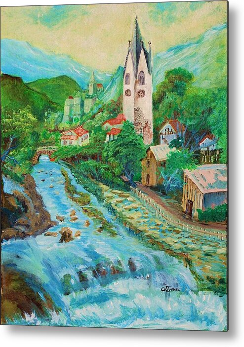 Alps Metal Print featuring the painting Summer in Alps by Cvetko Ivanov