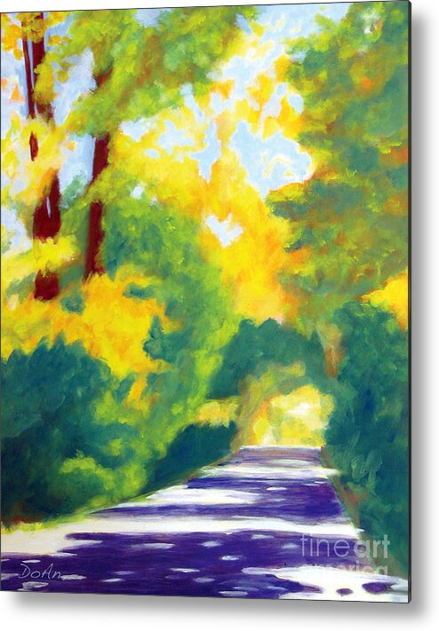 Sunny Road Metal Print featuring the painting Sun Dappled Road by Antony Galbraith