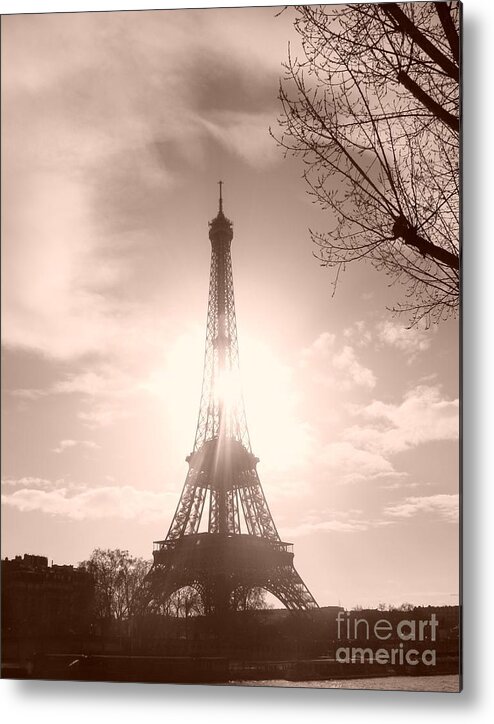 Eiffel Tower Metal Print featuring the photograph Sun in Paris by Tiziana Maniezzo