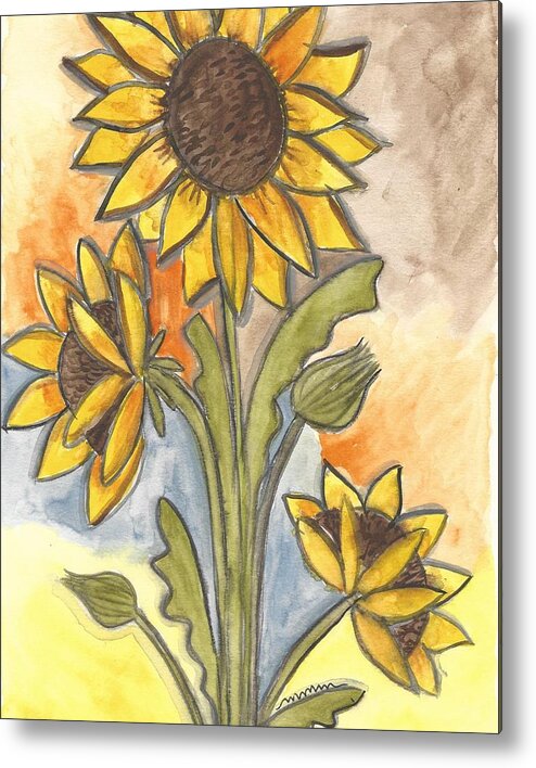 Sunflower Metal Print featuring the painting Sunflowers by Monica Martin