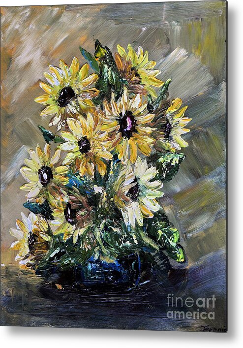 Acrylic Metal Print featuring the painting Sunflowers by Teresa Wegrzyn