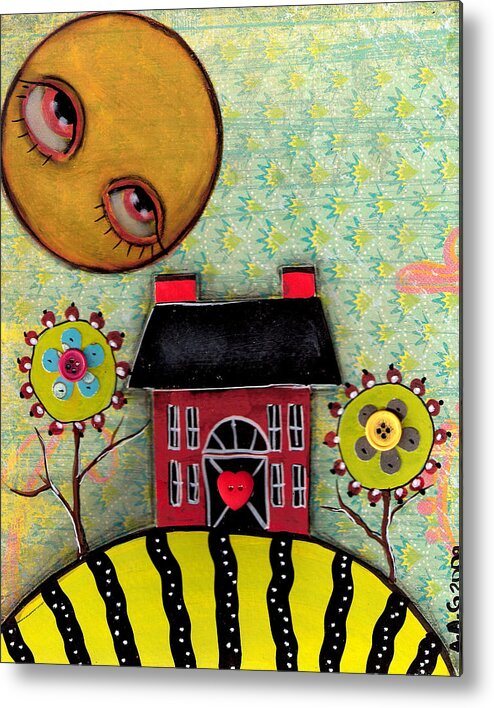 Folk Art Metal Print featuring the painting Sunny Days by Abril Andrade