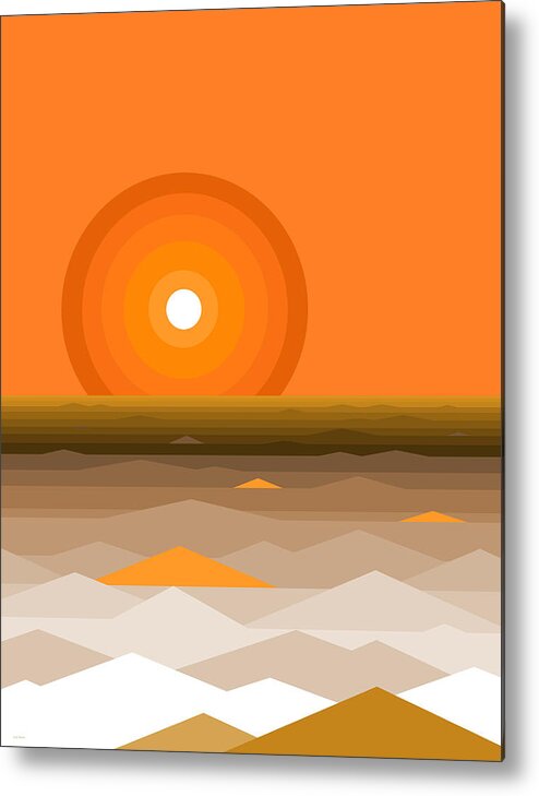 Sunrise Abstract In Orange Metal Print featuring the digital art Sunrise Abstract in Orange by Val Arie