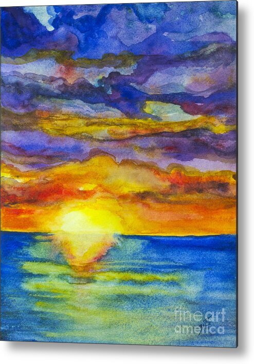 Seascape Metal Print featuring the painting Sunset 1 by Suzette Kallen