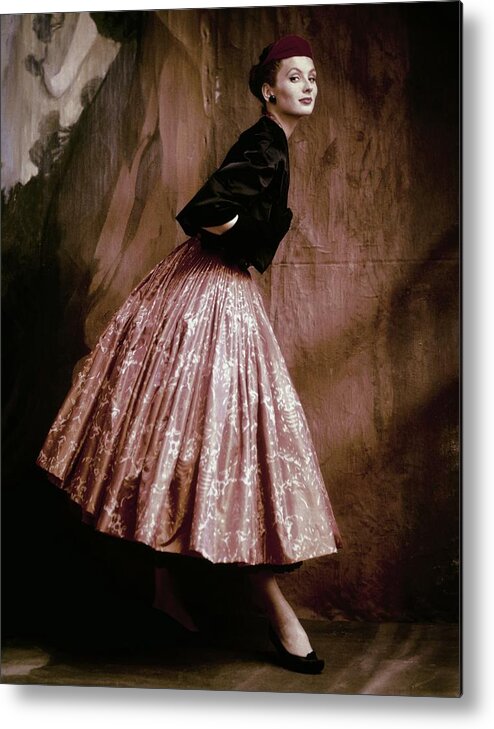 Accessories Metal Print featuring the photograph Suzy Parker In Givenchy Full Skirt by John Rawlings