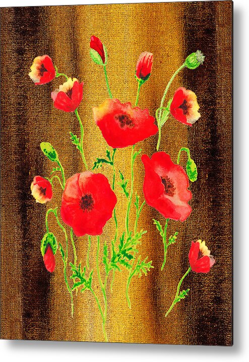 Poppies Metal Print featuring the painting Sweet Red Poppies Collage by Irina Sztukowski