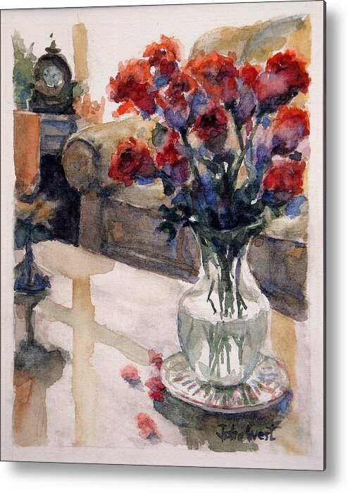 Flowers Metal Print featuring the painting Sweetheart Roses by John West