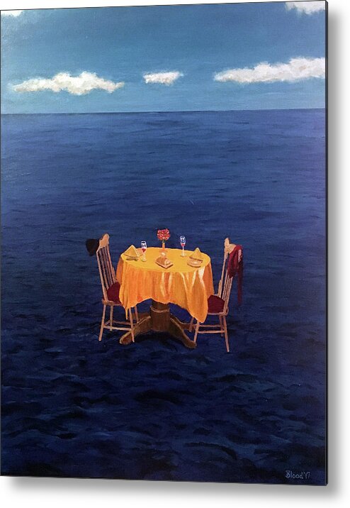 Ocean Metal Print featuring the painting Table for Two by Thomas Blood