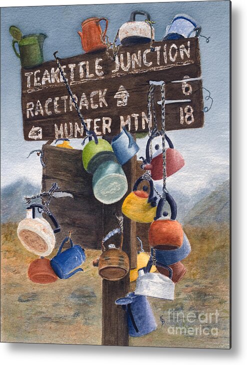 Teakettle Metal Print featuring the painting Teakettle Junction by Karen Fleschler