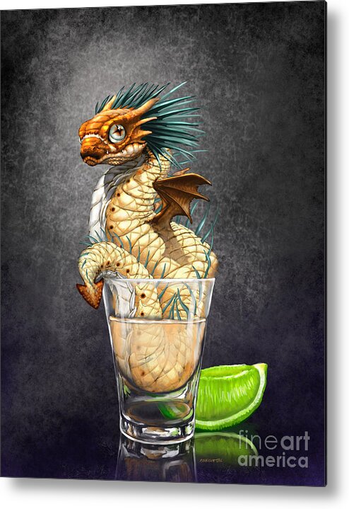Tequila Metal Print featuring the digital art Tequila Wyrm by Stanley Morrison