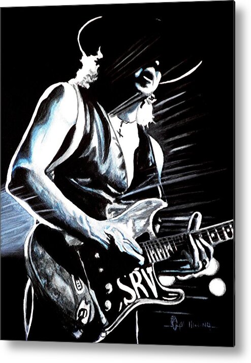 Stevie Ray Vaughan Metal Print featuring the painting Texas Flood by Al Molina
