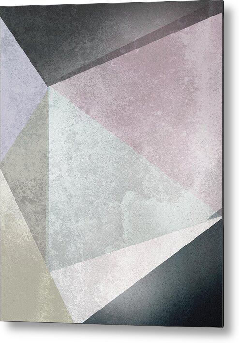 Trianglesgeometricgeometricaltexturedweatheredmoderngrungemonochromeold Paintabstract Metal Print featuring the digital art Textured Geometric Triangles by Pati Photography