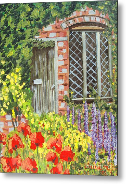 Windows Metal Print featuring the painting The Artist's Cottage by Laurie Morgan