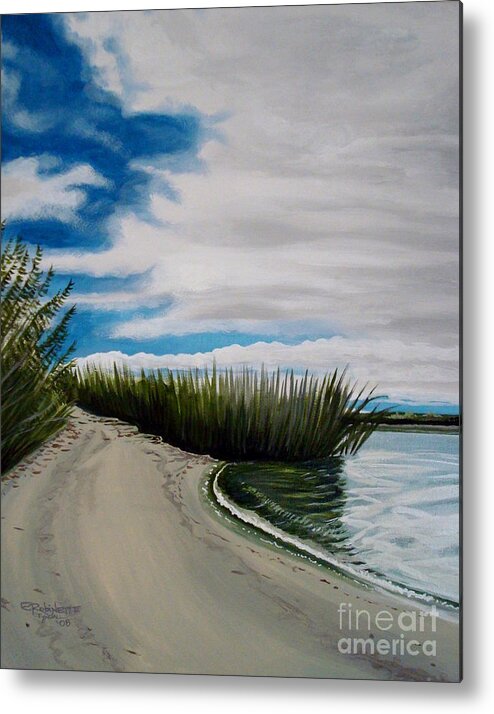 Beach Metal Print featuring the painting The Beach by Elizabeth Robinette Tyndall