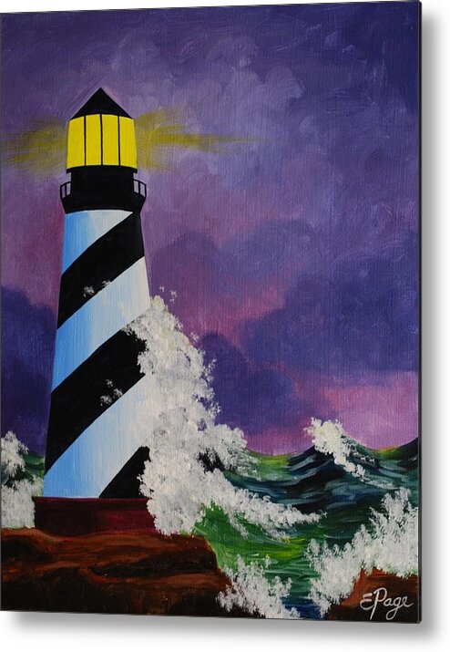 Lighthouse Metal Print featuring the painting The Beacon by Emily Page