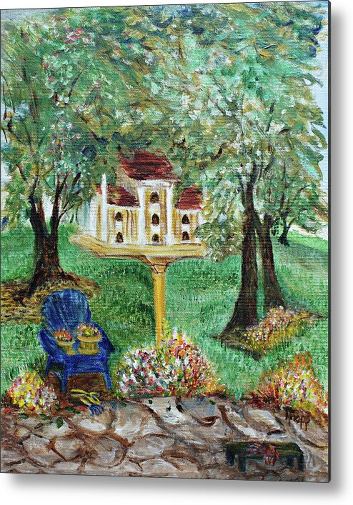 Birdhouse Metal Print featuring the painting The Best Seat in the House by Kathy Knopp
