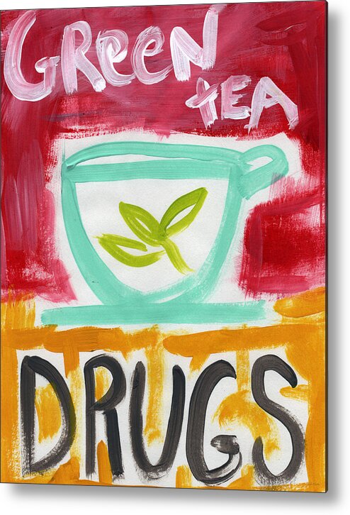 Green Tea Metal Print featuring the painting The Common Cure- Abstract Expressionist Art by Linda Woods