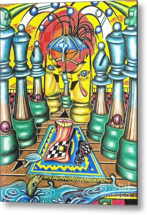 Chess Metal Print featuring the drawing The Concealed Fate of an Imminent Surrender by Justin Jenkins