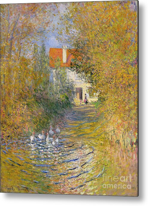 French Metal Print featuring the painting The Duck Pond by Claude Monet