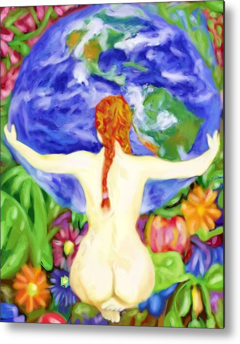 Mother Earth Metal Print featuring the painting The Earth is my Mother by Shelley Bain