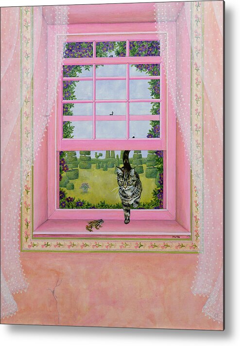 Pink Metal Print featuring the painting The Frog by Ditz