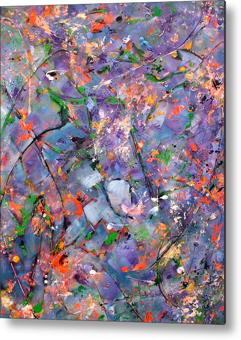 Abstract Metal Print featuring the painting The Garden in Spring by Lynda Lehmann