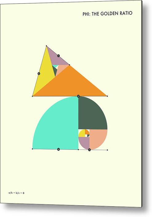 Geometry Metal Print featuring the digital art PHI - The Golden Ratio by Jazzberry Blue