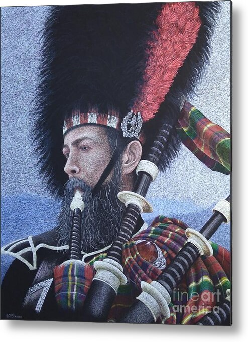Scotland Metal Print featuring the drawing The Highlander SOLD prints available by Lisa Bliss Rush