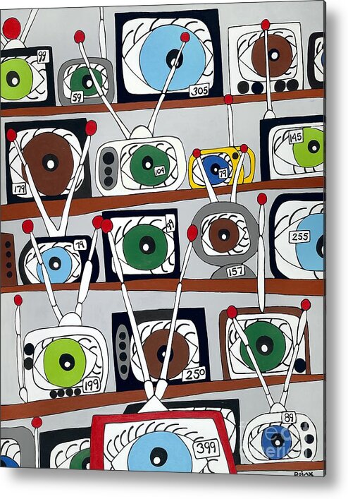 Tv Metal Print featuring the painting The Hungry Eye by Rojax Art