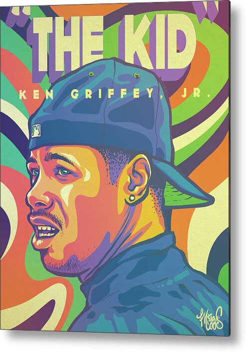 Griffey Metal Print featuring the drawing The Kid by Miggs The Artist