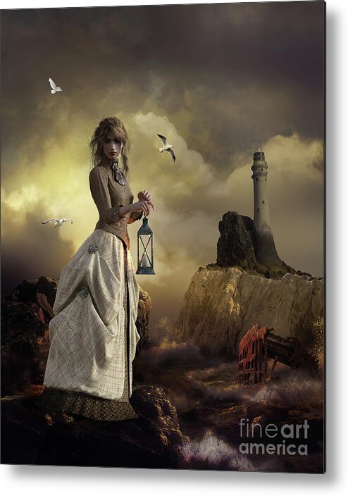 Lighthouse Keepers Daughter Metal Print featuring the digital art The Lighthouse Keeper's Daughter by Shanina Conway