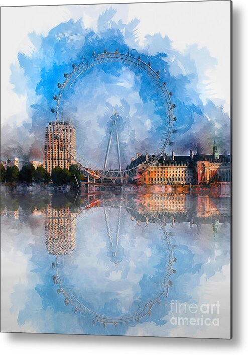 London Metal Print featuring the mixed media The London Eye by Ian Mitchell