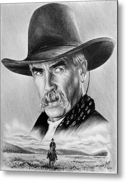 Sam Elliott Metal Print featuring the drawing The Lone Rider by Andrew Read