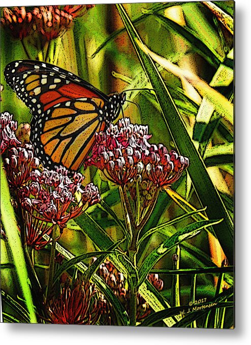 Monarch Butterfly Metal Print featuring the digital art The Monarch by W James Mortensen
