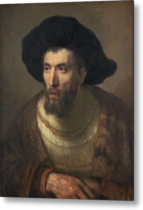 Rembrandt Metal Print featuring the painting The Philosopher by Rembrandt