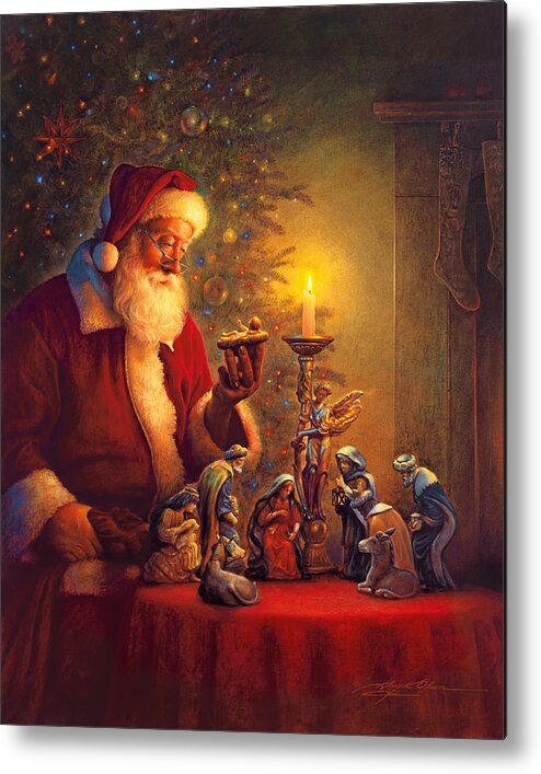 Santa Claus Metal Print featuring the painting The Spirit of Christmas by Greg Olsen