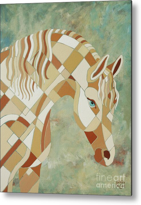 White Horse Metal Print featuring the painting The Tao of Positive Expectations by Barbara Rush