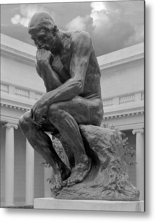 The Thinker Metal Print featuring the photograph The Thinker Bronze Sculpture Auguste Rodin Legion of Honor San Francisco California 1 by Kathy Anselmo