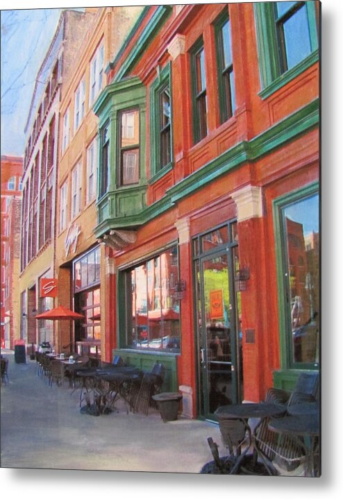 Milwaukee Metal Print featuring the mixed media Third Ward - Swig and Palm by Anita Burgermeister