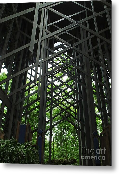 Ozarks Metal Print featuring the photograph Thorncrown Chapel Sanctuary in the Ozark Mountains by Lizi Beard-Ward
